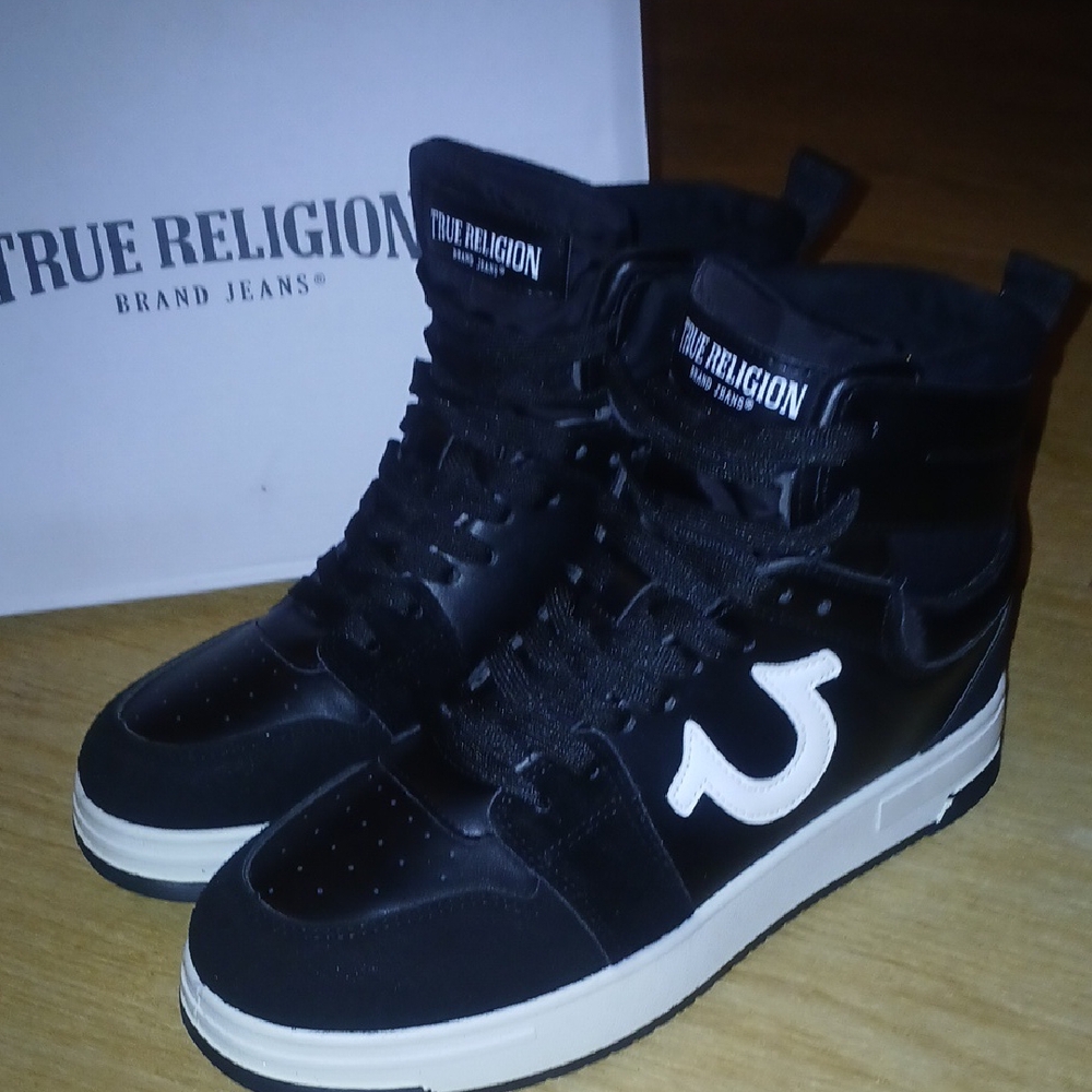 True Religion Mateo Black/White Hightop Designer Sneakers
